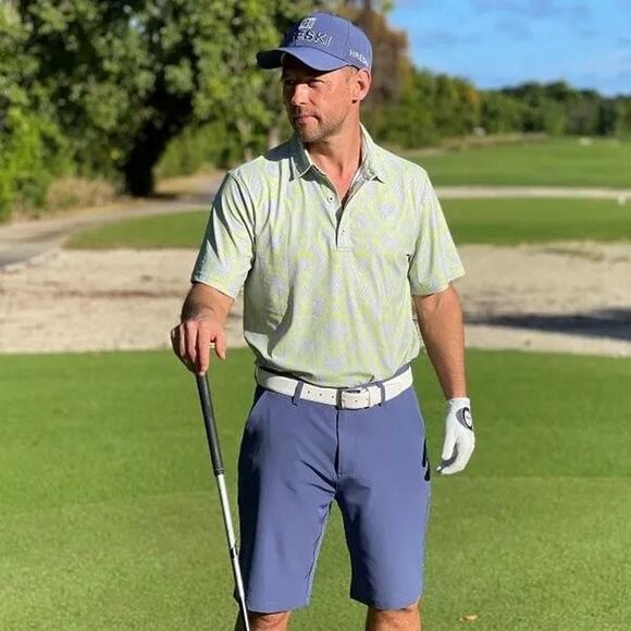 Hreski Mens Performance Golf Shorts Dk Blue Size 36 Button Front With Pockets - Picture 3 of 12